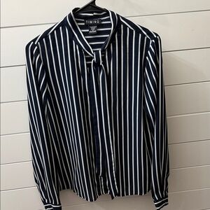 Timing Navy and White Striped Blouse